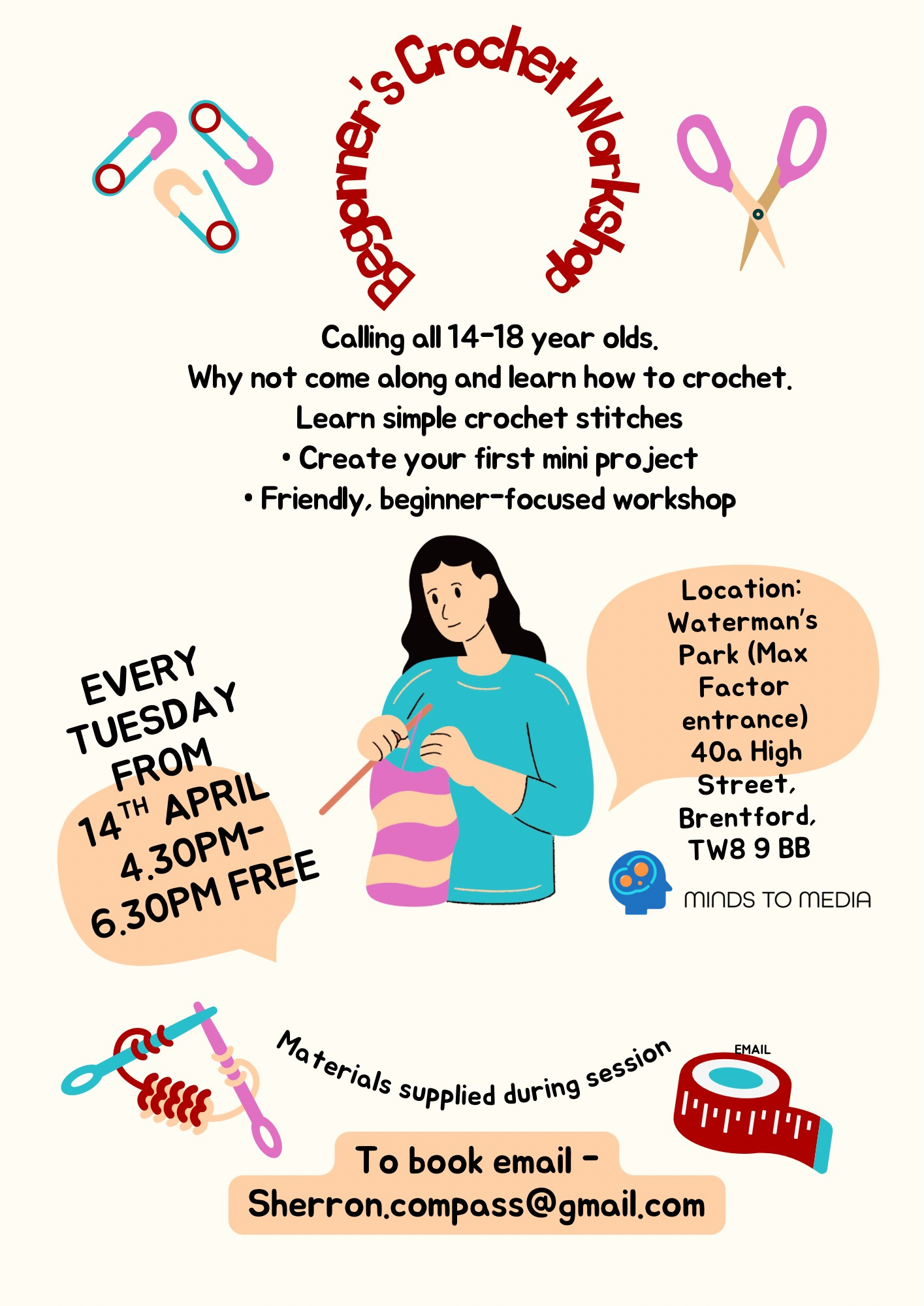 Beige Illustrative Workshop Event Poster